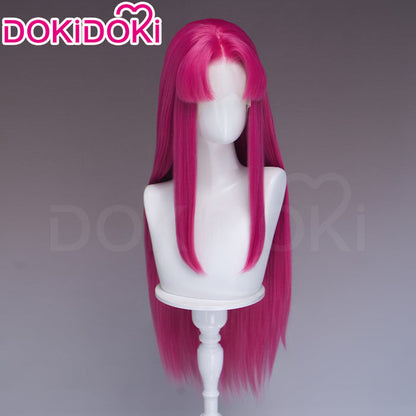 【Front Lace】DokiDoki Manga Anime Cosplay Wig Long Straight Red Pink Burgundy Hair
