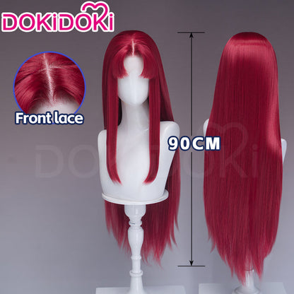 【Front Lace】DokiDoki Manga Anime Cosplay Wig Long Straight Red Pink Burgundy Hair