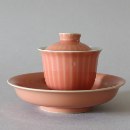 Gaiwan Set with 2 Cups, Coral