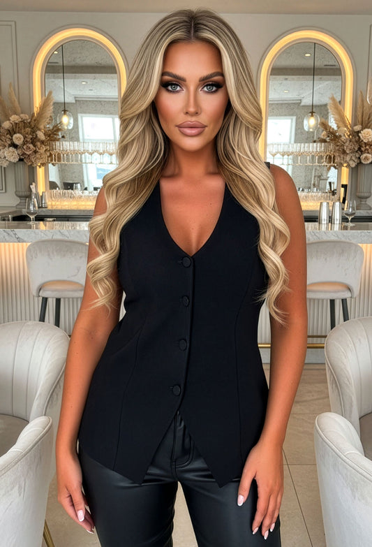 Glam Babe Black Bengaline Waistcoat