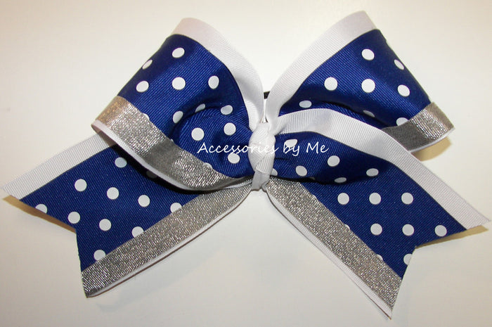 Blue White Big Cheer Bow - Accessories by Me
