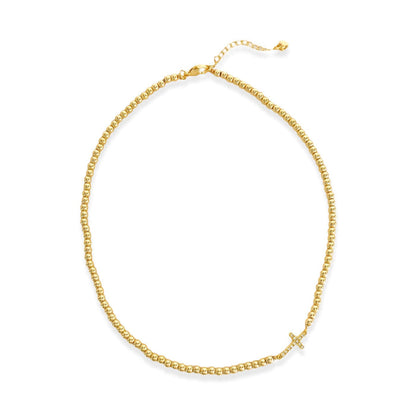 Gold Beaded Sideways Cross Necklace Gold Beaded Sideways Cross Necklace Bracelet