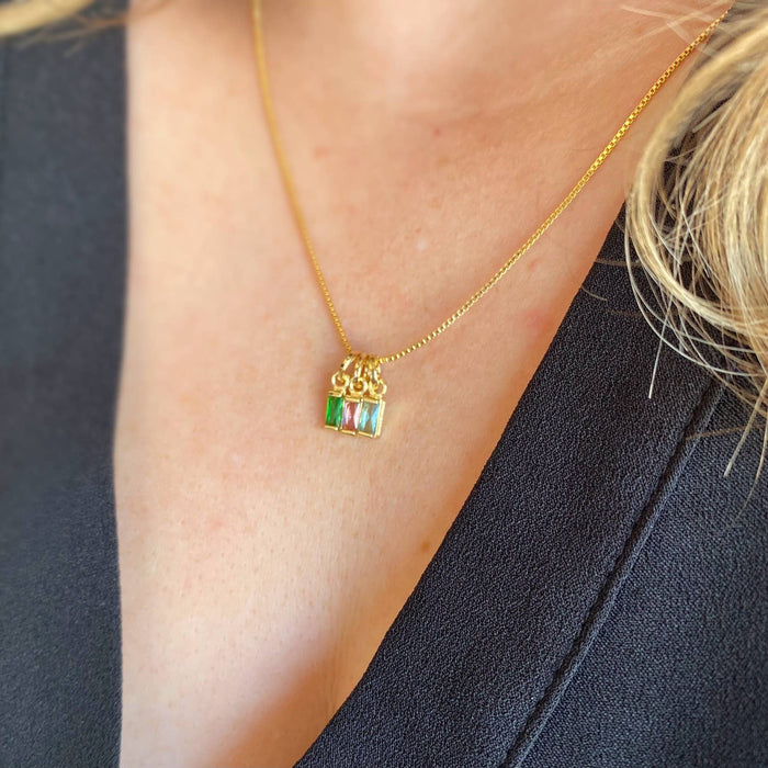 Gold Filled Baguette Birthstone Charms Gold Filled Baguette Birthstone Charms Necklaces