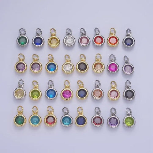 Gold Filled Round Birthstone Charms Gold Filled Round Birthstone Charms Charms