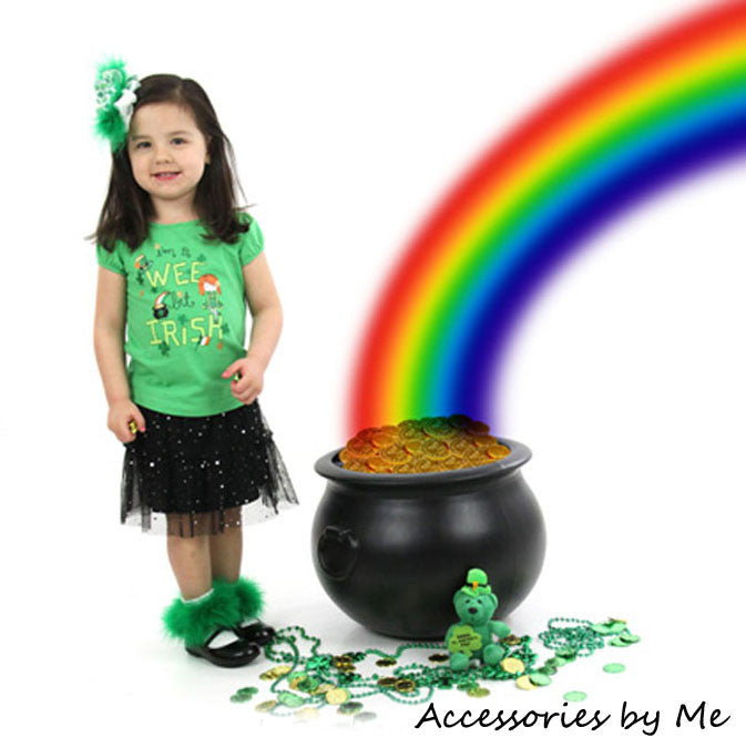 Green Marabou Feather Trim White Socks - Accessories by Me