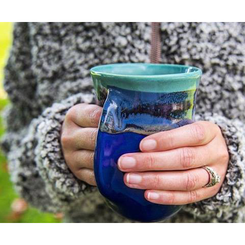 Hand-Hug Mug, LH, Green/Blue/Green