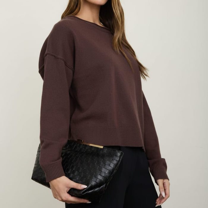 Haven Boat Neck Raw Edge Knit Sweater Haven Boat Neck Raw Edge Knit Sweater | Women's Knit Pullover Tops
