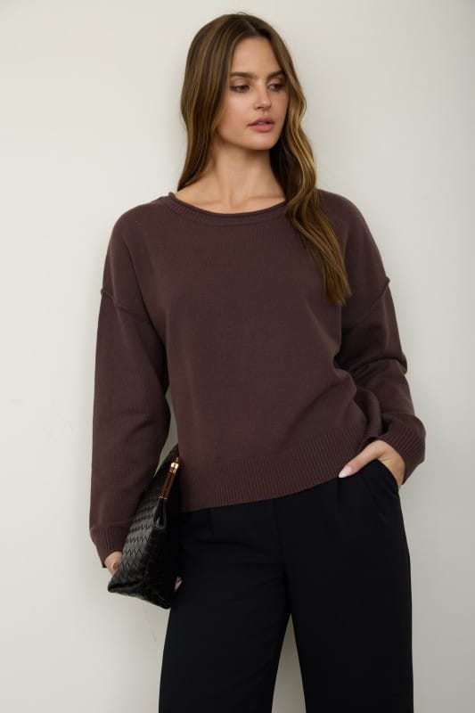 Haven Boat Neck Raw Edge Knit Sweater Haven Boat Neck Raw Edge Knit Sweater | Women's Knit Pullover Tops
