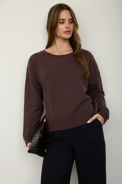 Haven Boat Neck Raw Edge Knit Sweater Haven Boat Neck Raw Edge Knit Sweater | Women's Knit Pullover Tops