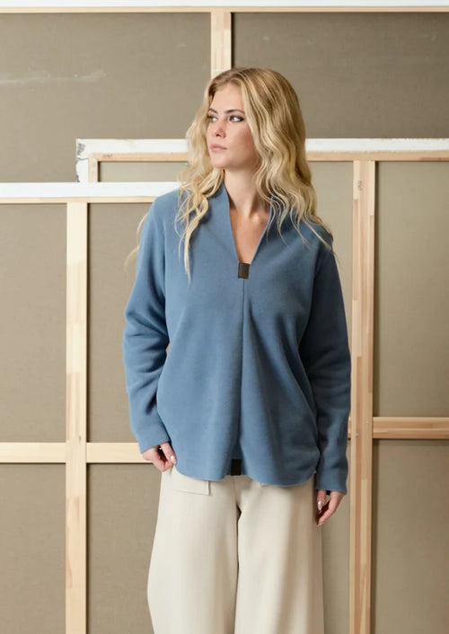 Henriette Steffensen Fleece Pullover Top Dusty Blue | 1414