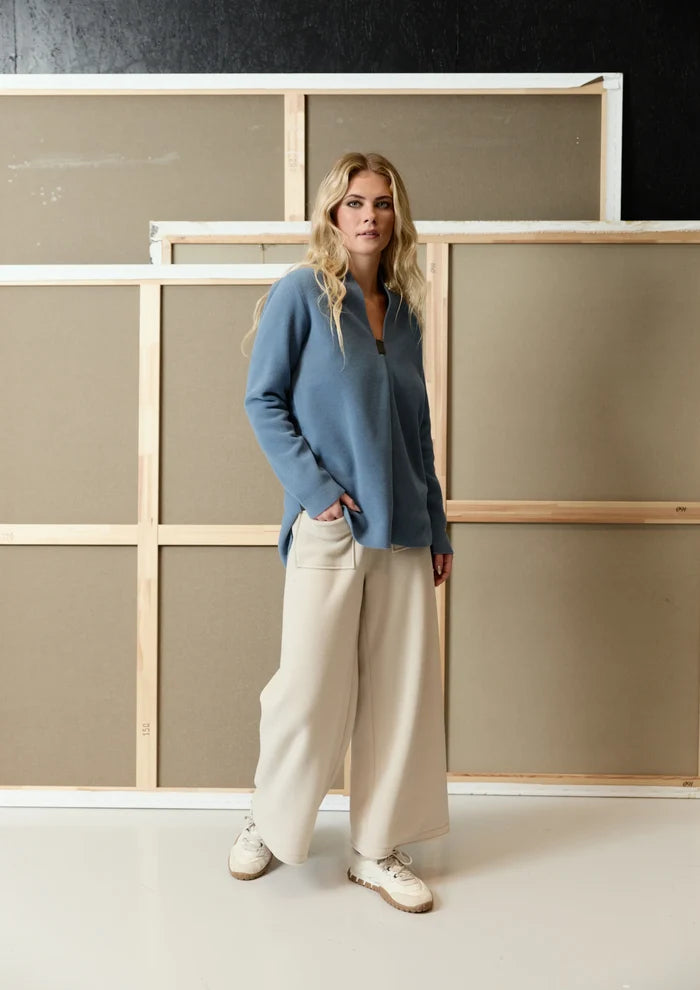 Henriette Steffensen Fleece Pullover Top Dusty Blue | 1414