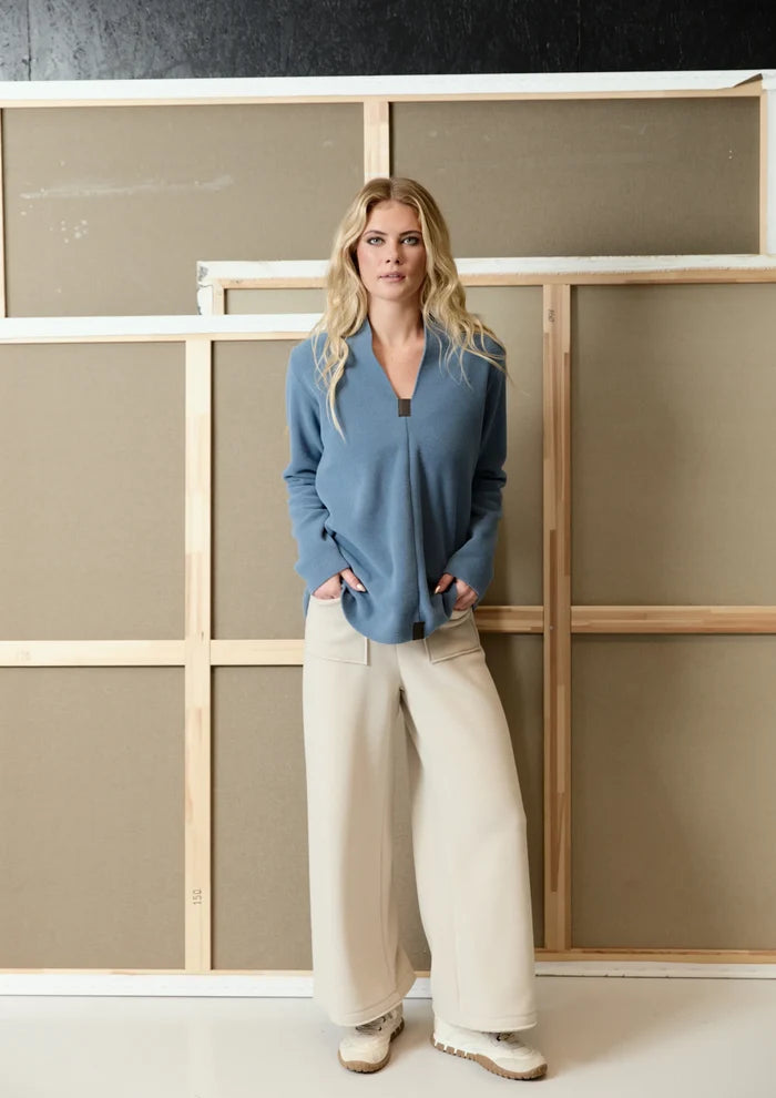 Henriette Steffensen Fleece Pullover Top Dusty Blue | 1414