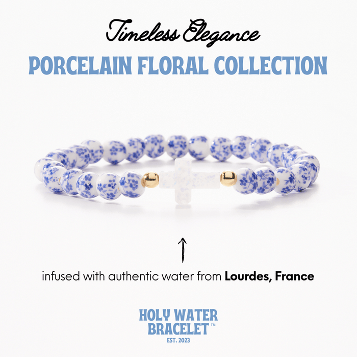 Holy Water Porcelain Floral Bead Cross Bracelet Holy Water Porcelain Floral Bead Cross Bracelet Bracelet