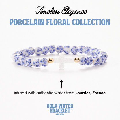 Holy Water Porcelain Floral Bead Cross Bracelet Holy Water Porcelain Floral Bead Cross Bracelet Bracelet