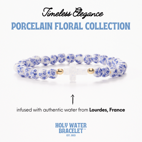 Holy Water Porcelain Floral Bead Cross Bracelet Holy Water Porcelain Floral Bead Cross Bracelet Bracelet