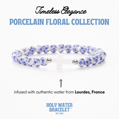 Holy Water Porcelain Floral Bead Cross Bracelet Holy Water Porcelain Floral Bead Cross Bracelet Bracelet