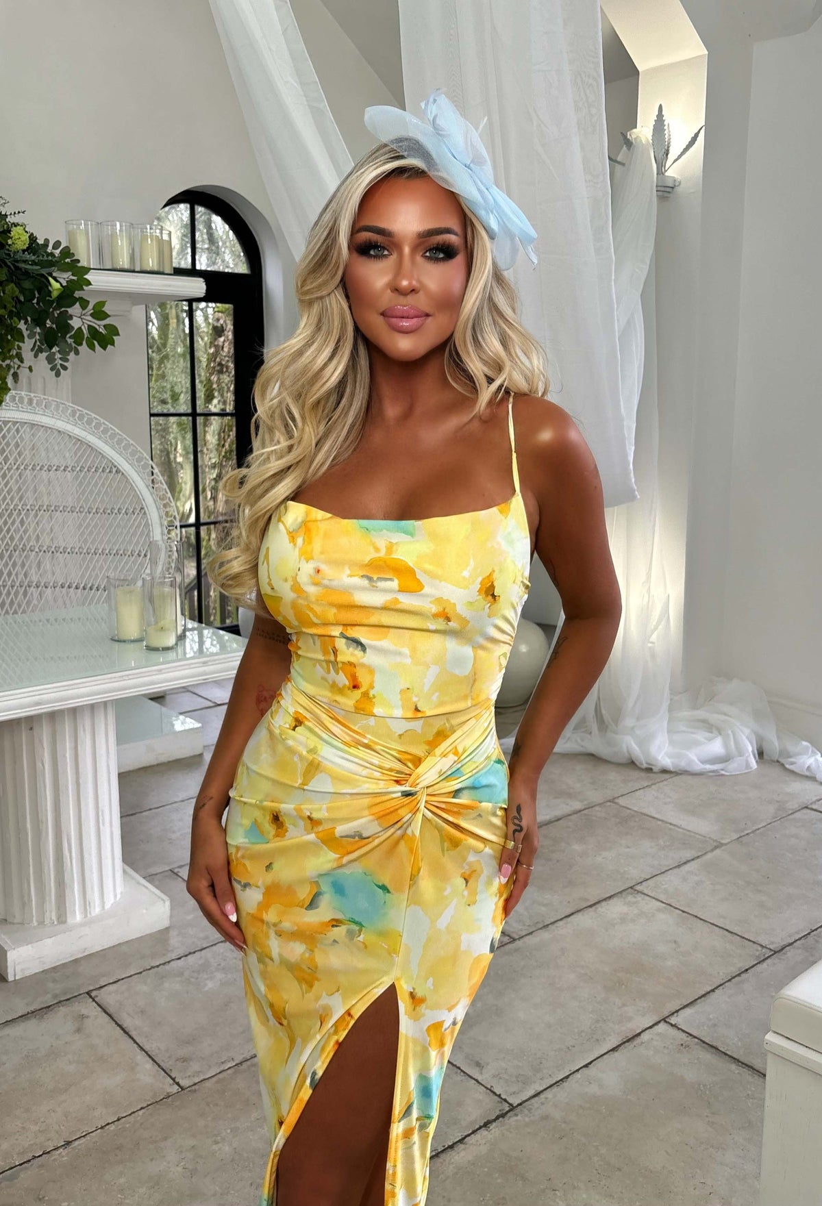 Hotter Than Ever Yellow Abstract Floral Print Dress