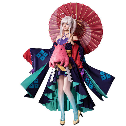 【In Stock】DokiDoki-R Anime Cosmic Princess Kaguya! Cosplay Runami Yachiyo Costume / Umbrella / Octopus Plush