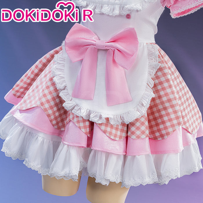 【In Stock】DokiDoki-R Game Cosplay Costume Cute Pink Maid Dress