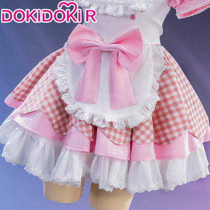 【In Stock】DokiDoki-R Game Cosplay Costume Cute Pink Maid Dress