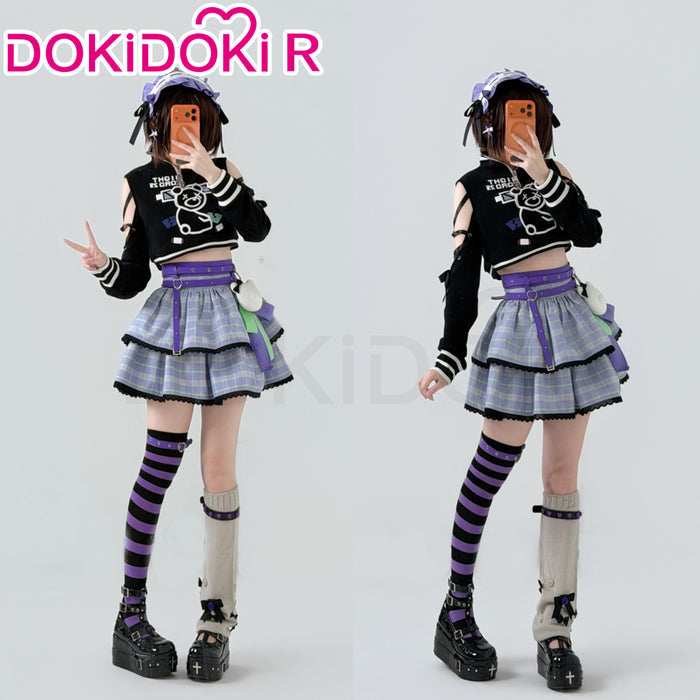 【In Stock】DokiDoki-R Game Cosplay Off-shoulder Top Short Blue Dress Costume Casual Wear