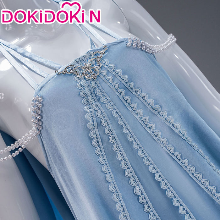 【In Stock】【Size S-2XL】DokiDoki-N Movie Cosplay Blue Sleeveless Costume Long Formal Dress