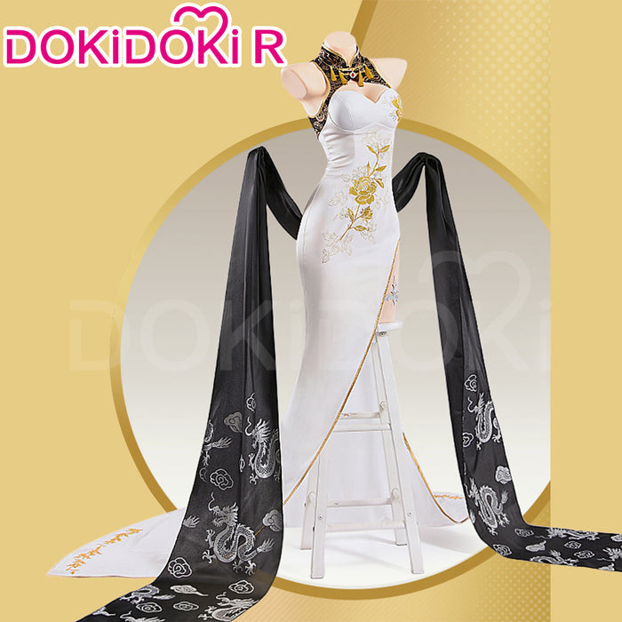 【IN STOCK】【Size S-2XL】DokiDoki-R Game Cosplay Qipao Costume Black White Glorious Flower