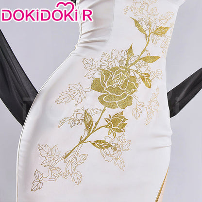 【IN STOCK】【Size S-2XL】DokiDoki-R Game Cosplay Qipao Costume Black White Glorious Flower