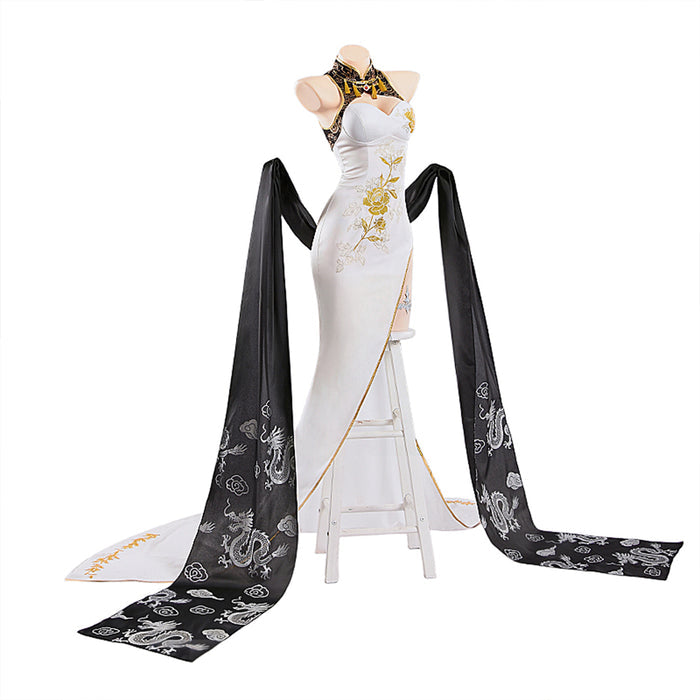 【IN STOCK】【Size S-2XL】DokiDoki-R Game Cosplay Qipao Costume Black White Glorious Flower