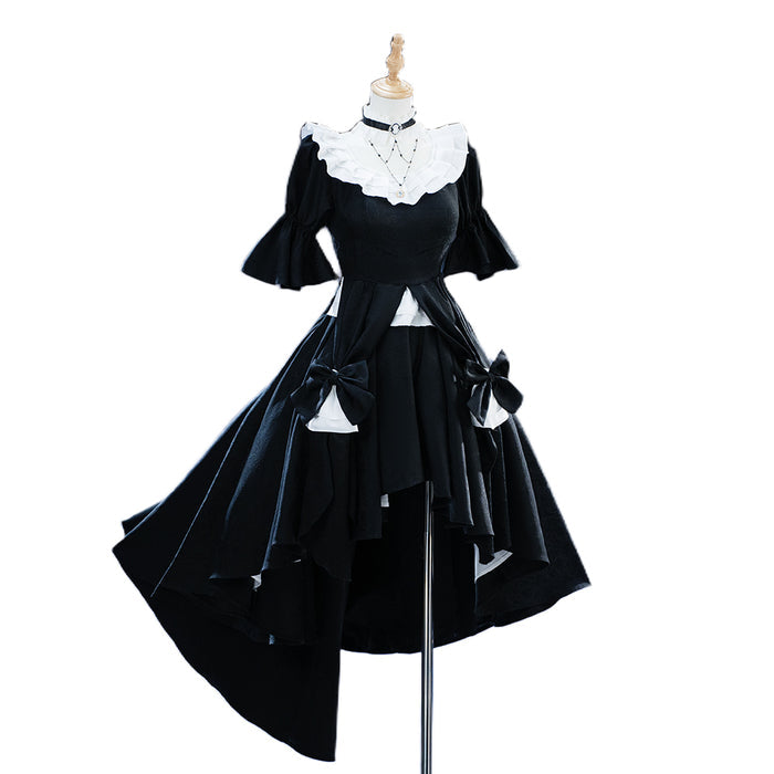 【In Stock】【Size S-3XL】DokiDoki-R Anime Cosplay Costume Black Dress White Rose