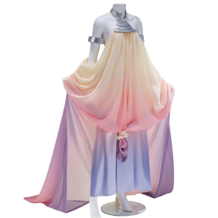 【In Stock】【Size XS-3XL】DokiDoki-N Movie Cosplay Queen Costume Purple Pink Yellow Sleeveless Long Formal Dress