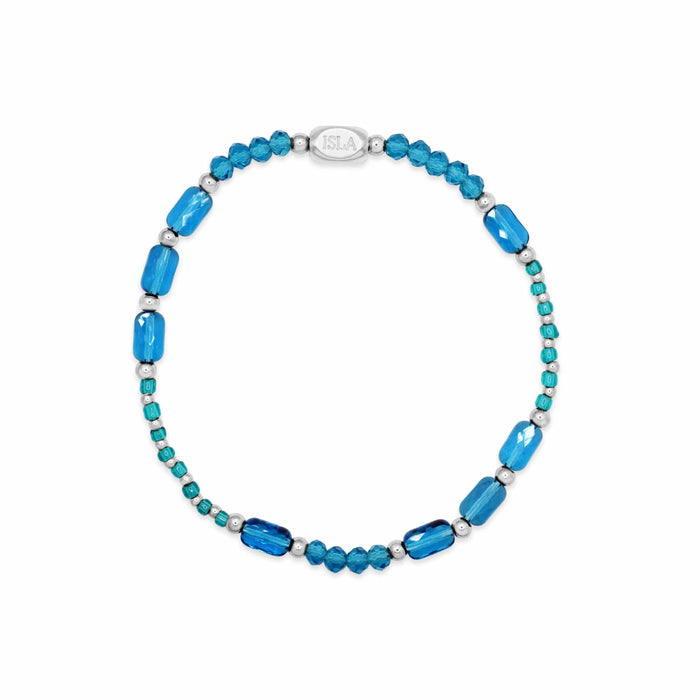 Isla Coastal Crystals Big Sur Waterproof Stretch Bracelet –Turqs Caicos & Silver Isla Coastal Crystals Big Sur Waterproof Stretch Bracelet –Turqs Caicos & Silver Bracelet