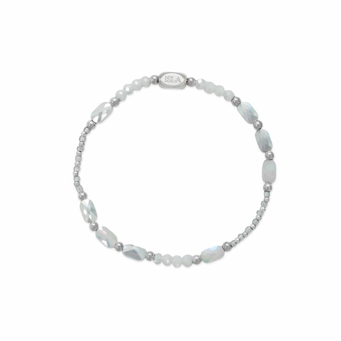 Isla Coastal Crystals Big Sur Waterproof Stretch Bracelet – White Cap Crystal & Silver Isla Coastal Crystals Big Sur Waterproof Stretch Bracelet – White Cap Crystal & Silver Bracelet