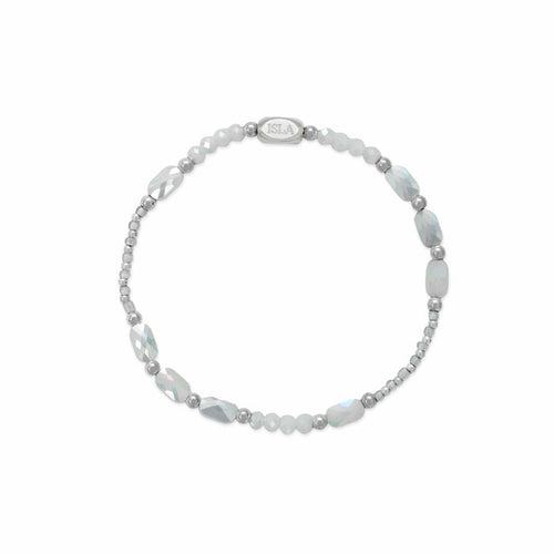 Isla Coastal Crystals Big Sur Waterproof Stretch Bracelet – White Cap Crystal & Silver Isla Coastal Crystals Big Sur Waterproof Stretch Bracelet – White Cap Crystal & Silver Bracelet