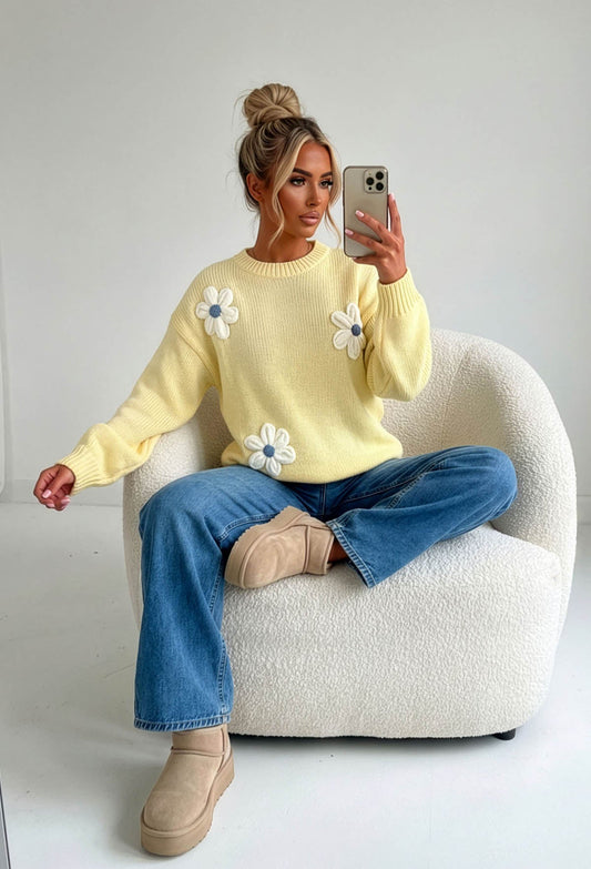 Just As Sweet Lemon Flower Crew Neck Jumper