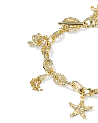 Kendra Scott Parker Gold Charm Bracelet in Freshwater Cultured Pearl