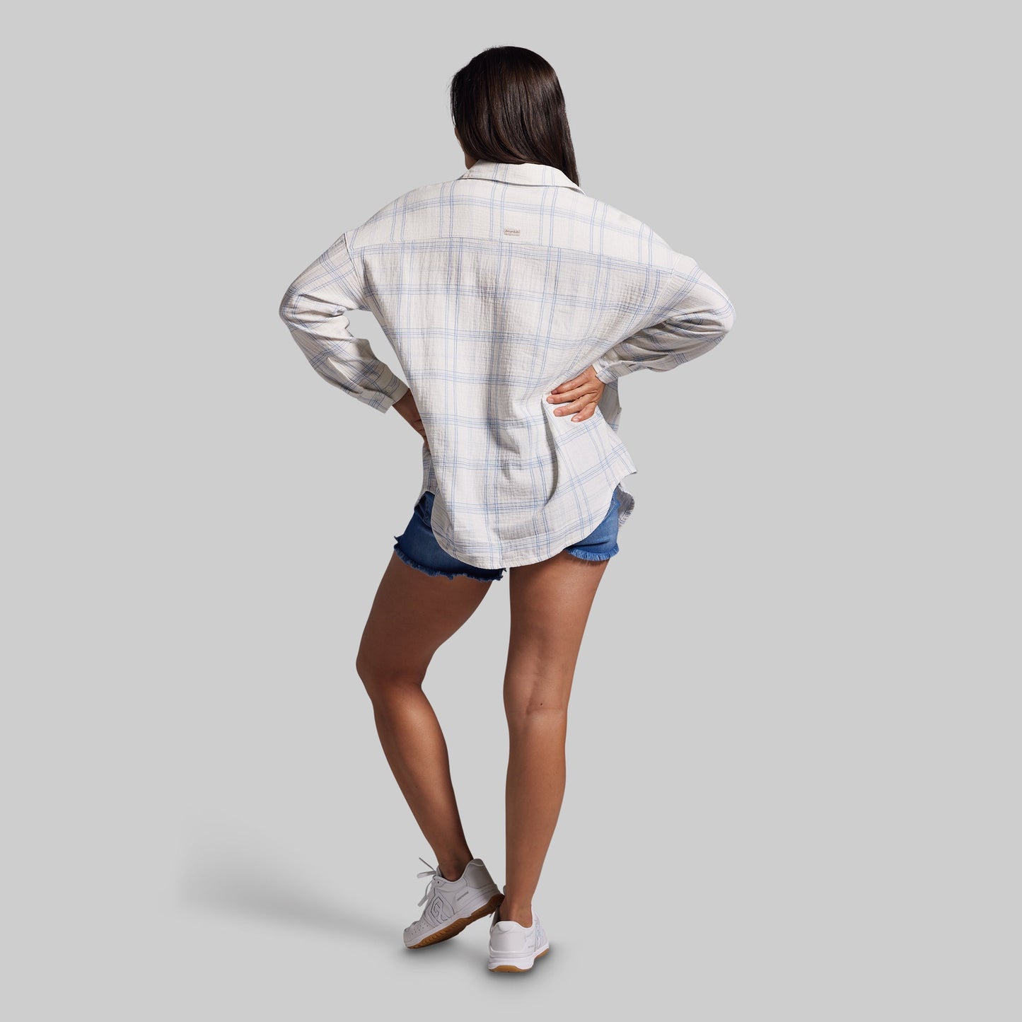 Women's Oversized Summer Plaid (Sunwashed Pearl)
