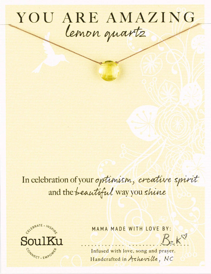 Lemon Quartz Gemstone Necklace - You Are Amazing Lemon Quartz You Are Amazing Necklace | Gemstone Gift for Her | The Red Owl Necklaces