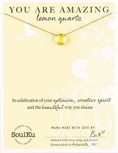 Lemon Quartz Gemstone Necklace - You Are Amazing Lemon Quartz You Are Amazing Necklace | Gemstone Gift for Her | The Red Owl Necklaces