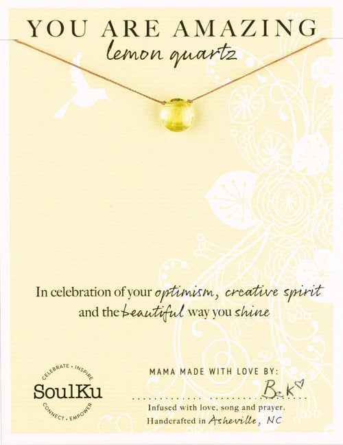 Lemon Quartz Gemstone Necklace - You Are Amazing Lemon Quartz You Are Amazing Necklace | Gemstone Gift for Her | The Red Owl Necklaces