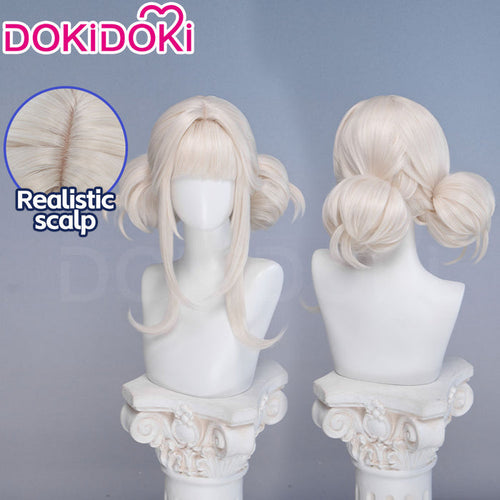 【Long Ver Ready For Ship】DokiDoki Game Cosplay Wig Short / Long White Hair Detachable Buns