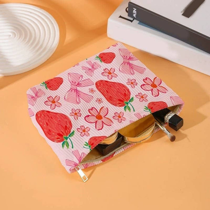 Makeup Travel Pouch Strawberry Bow Makeup Travel Pouch | Cute Gift for Her | The Red Owl Accessories