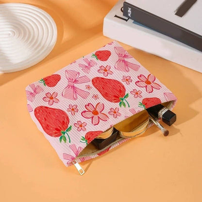 Makeup Travel Pouch Strawberry Bow Makeup Travel Pouch | Cute Gift for Her | The Red Owl Accessories