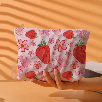 Makeup Travel Pouch Strawberry Bow Makeup Travel Pouch | Cute Gift for Her | The Red Owl Accessories