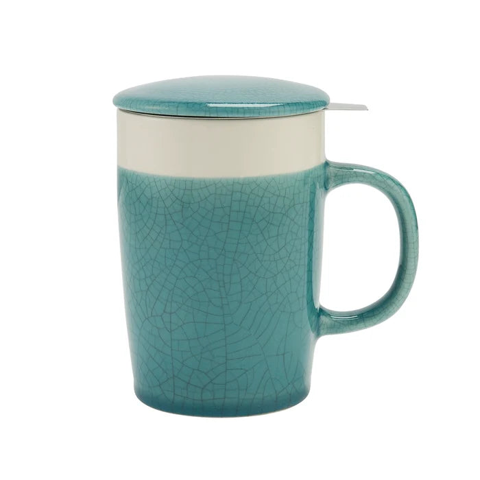 Mug + Infuser, Crackle Glaze, 16 oz