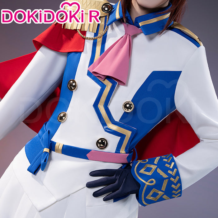 【Partial Ready For Ship】【Size XS-3XL】DokiDoki-R Game Cosplay Costume Racewear White Blue Dress Cute With Red Cape