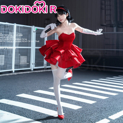 【Partially Ready For Ship】DokiDoki-R Anime Perfect Blue Cosplay Kirigoe Mima Costume Strapless Red Dress