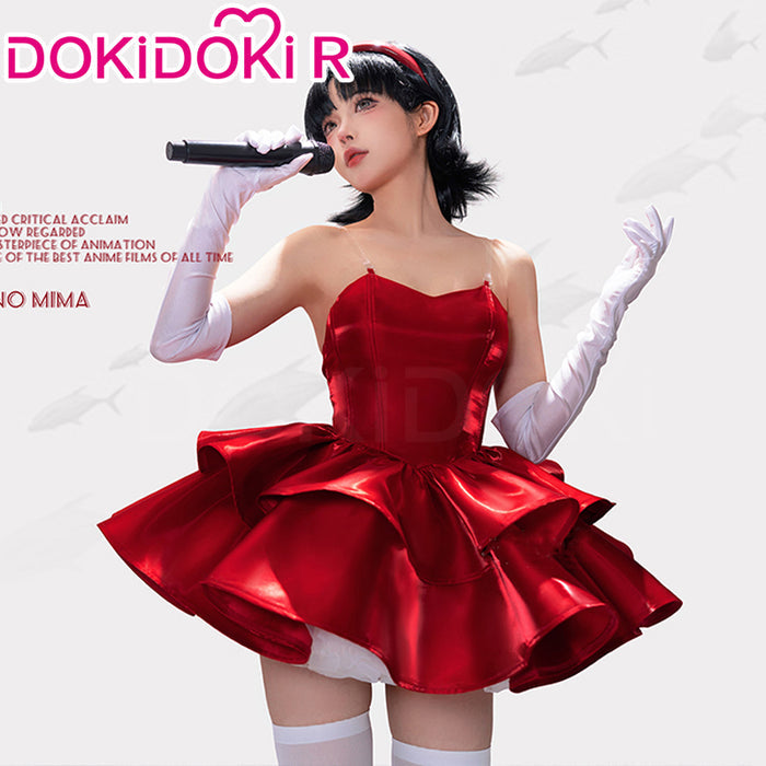 【Partially Ready For Ship】DokiDoki-R Anime Perfect Blue Cosplay Kirigoe Mima Costume Strapless Red Dress
