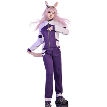 【Partially Ready For Ship】【Size S-2XL】DokiDoki-R Anime Game Cosplay Costume Cinderella Gray Outfit Purple Sports Suit