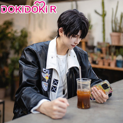 【Partially Ready For Ship】【Size S-2XL】DokiDoki-R Game Love and Deepspace Cosplay Caleb Costume Black Leather Jacket DAA Standard Uniform Aerospace